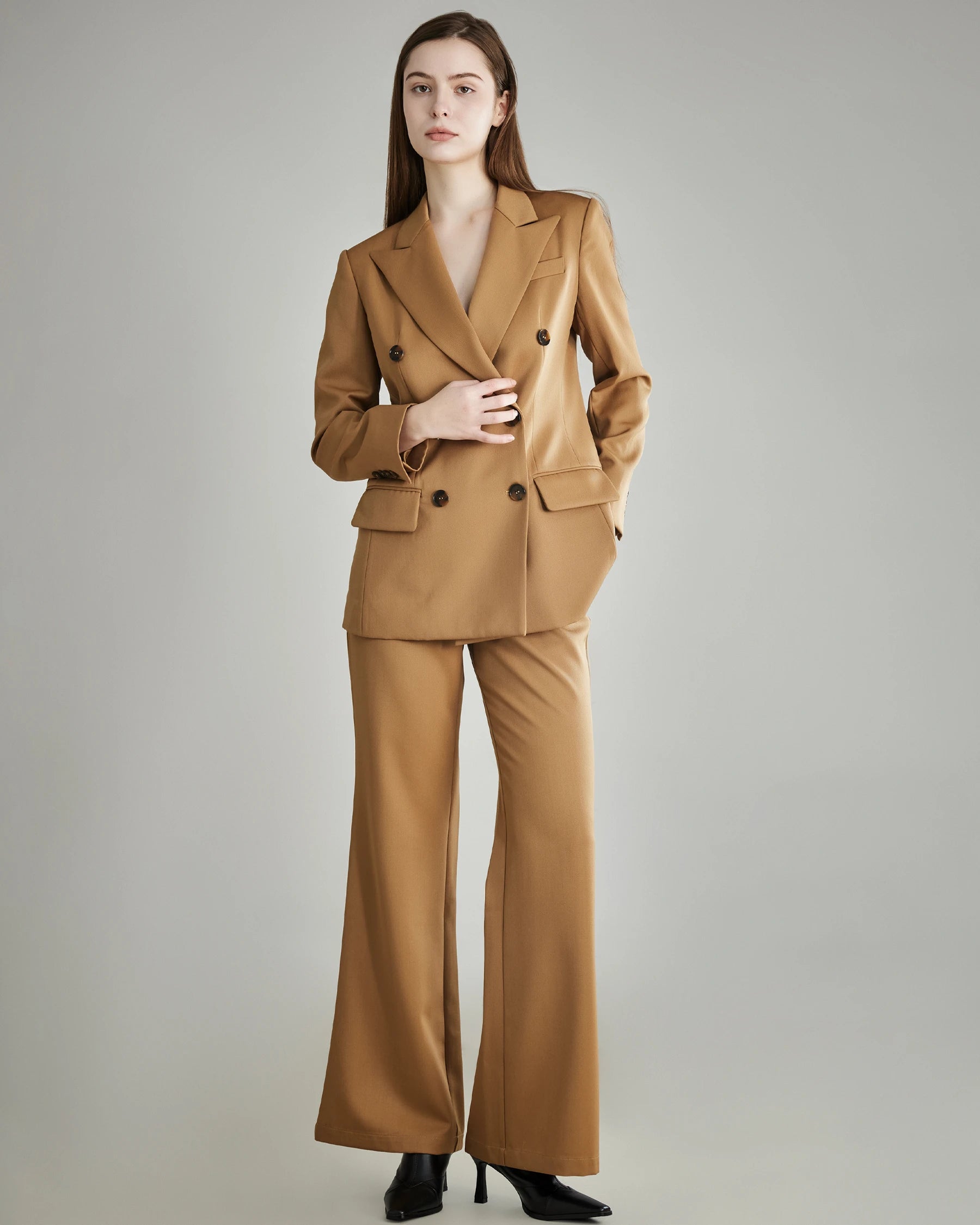 Wool Flared Suit Trousers for Women