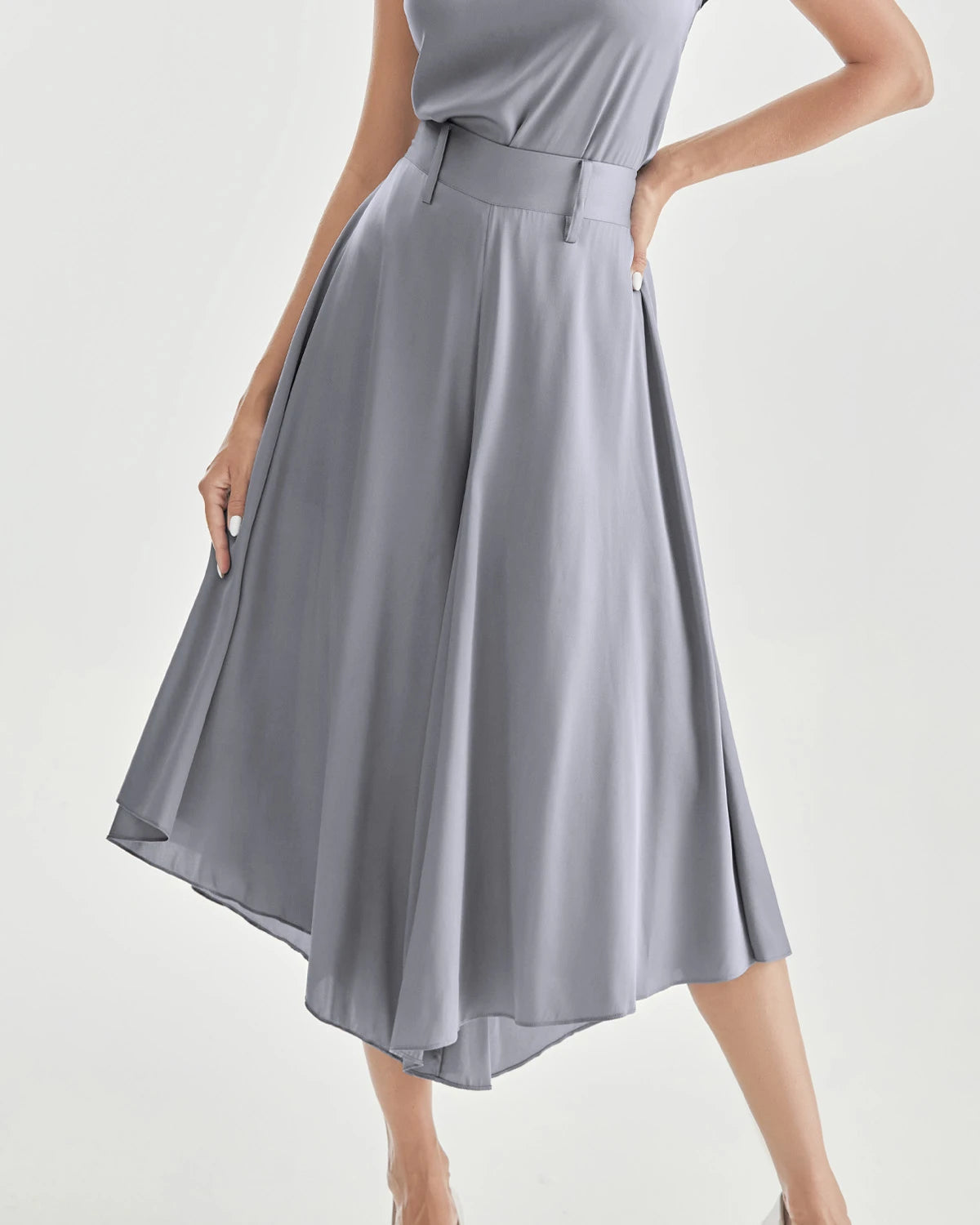 High Waist Silk Women Pants Wide Leg Pants