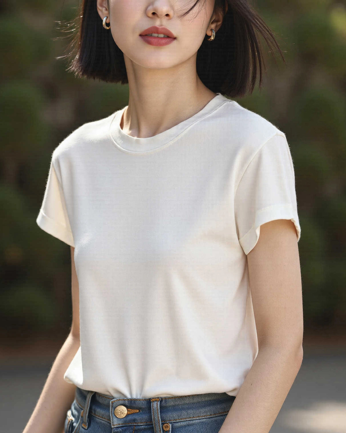 Women's Silk Jersey Crew Neck Tee