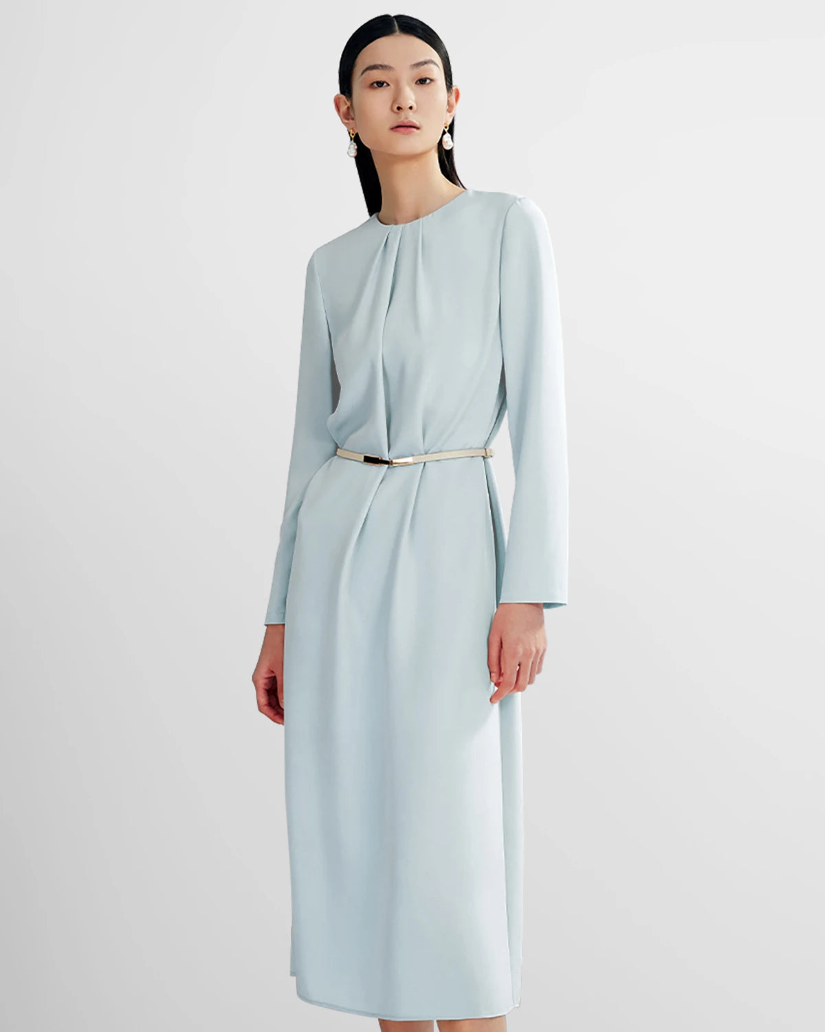 Ladies Basic Silk Dress With Back Slit