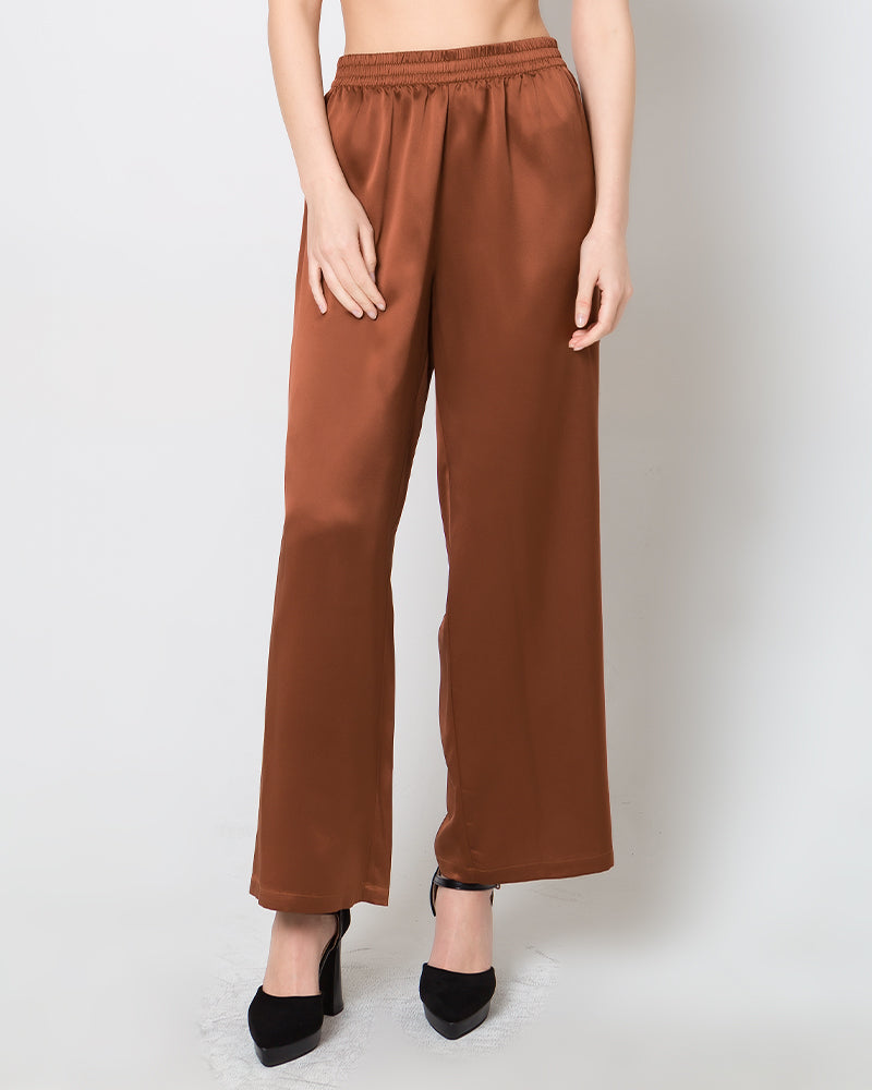 Women's Silk Satin Wide-Leg Pants