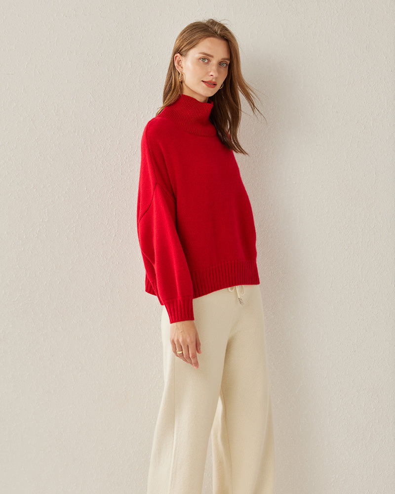 Luxe Oversized Cashmere Turtleneck Sweater