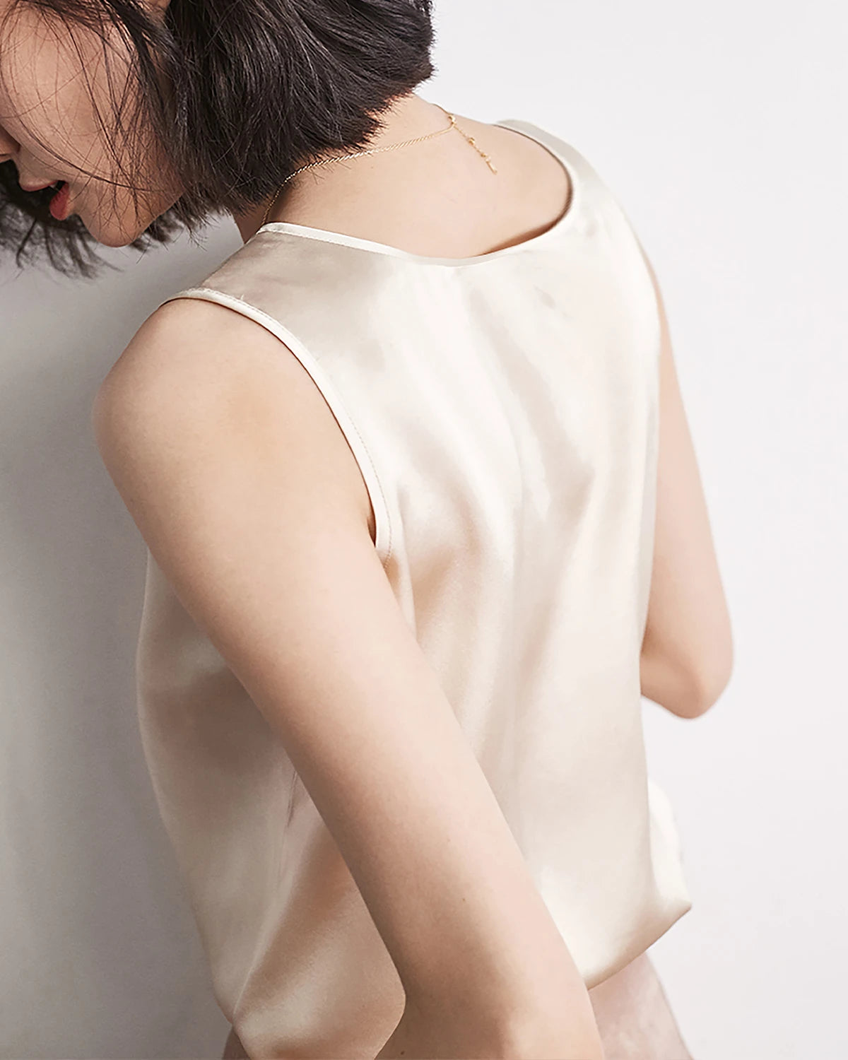 Round Neck Silk Shell Tank