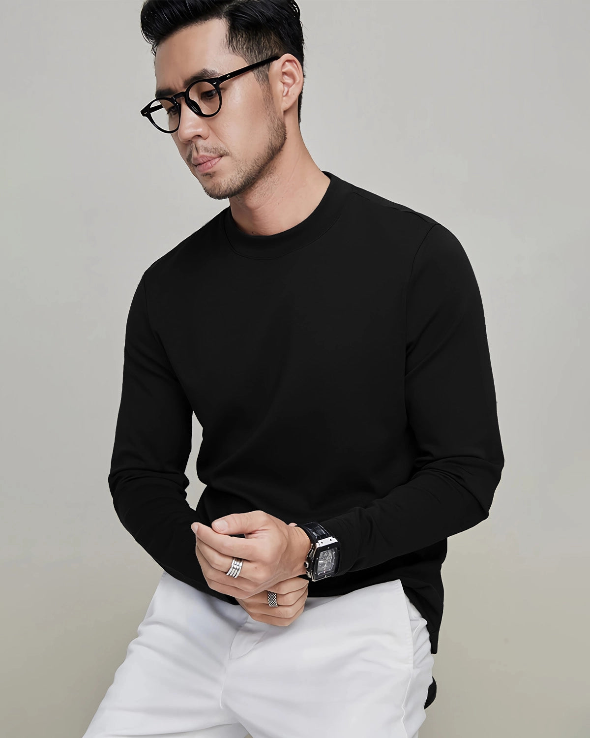 Men's Long Sleeve Silk Jersey