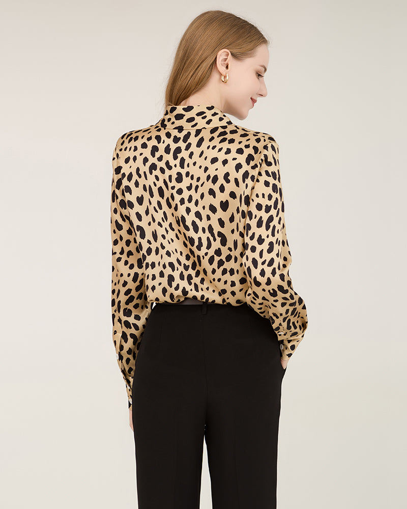 Leopard Print Silk Shirt For Women
