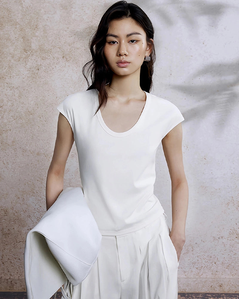 Women's Slim Fit Silk Cap Sleeve Tee