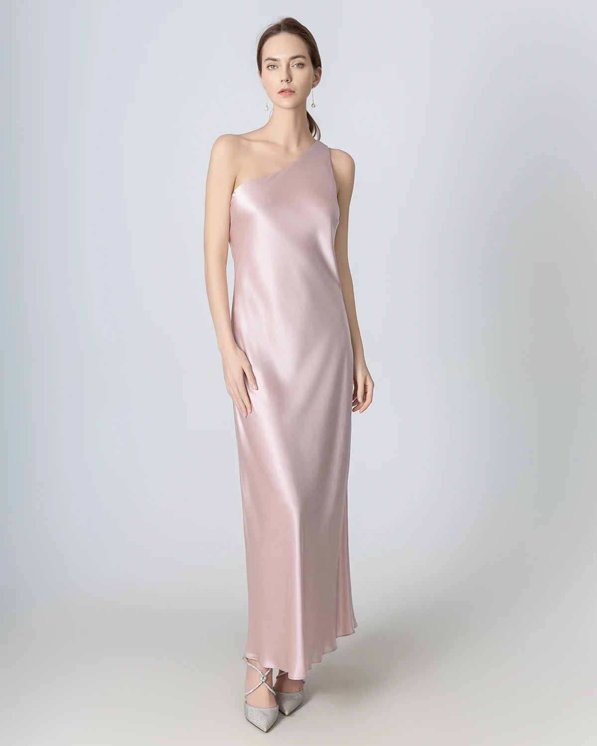 One Shoulder Maxi Silk Dress