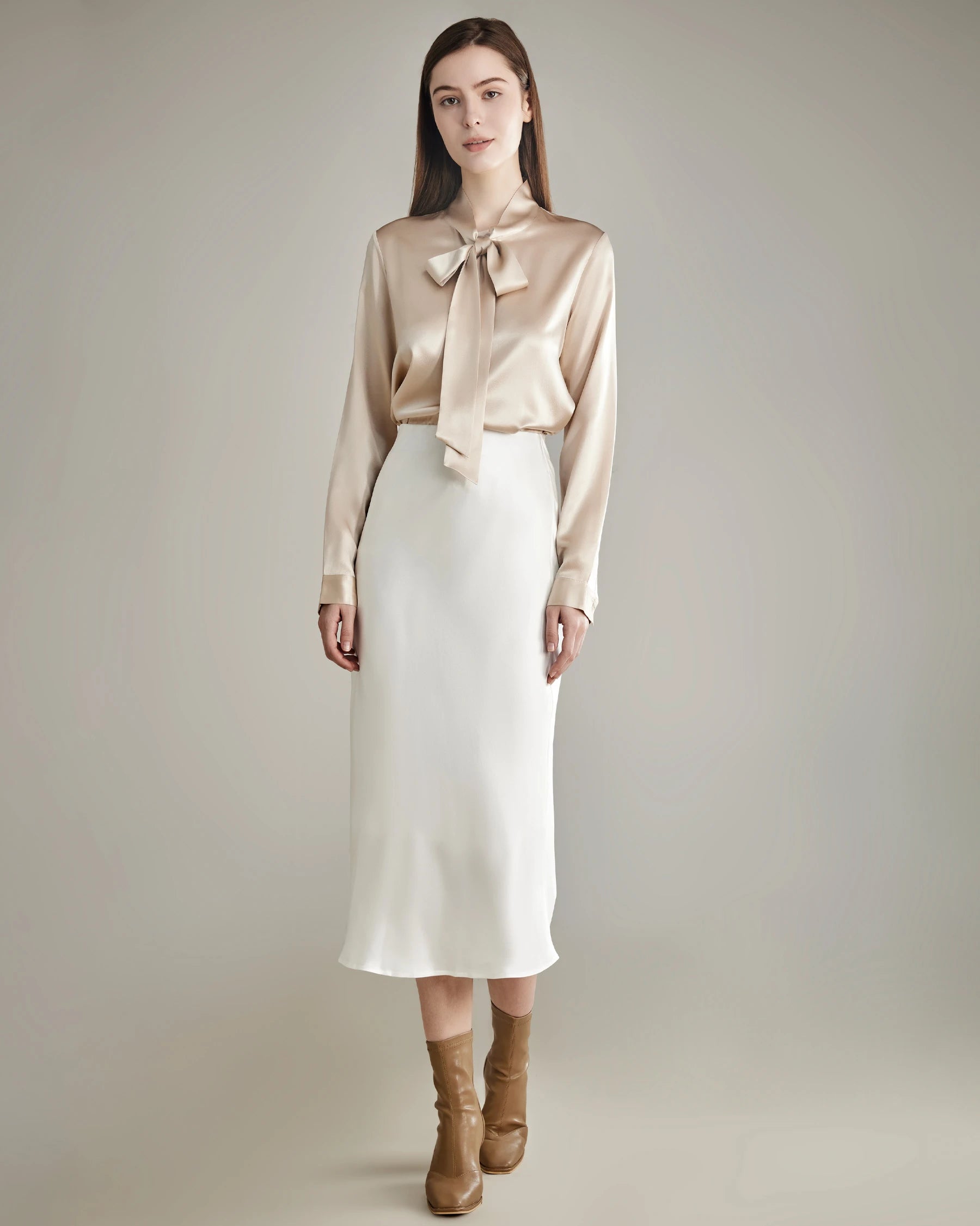 Elegant Silk Bow Tie Blouse