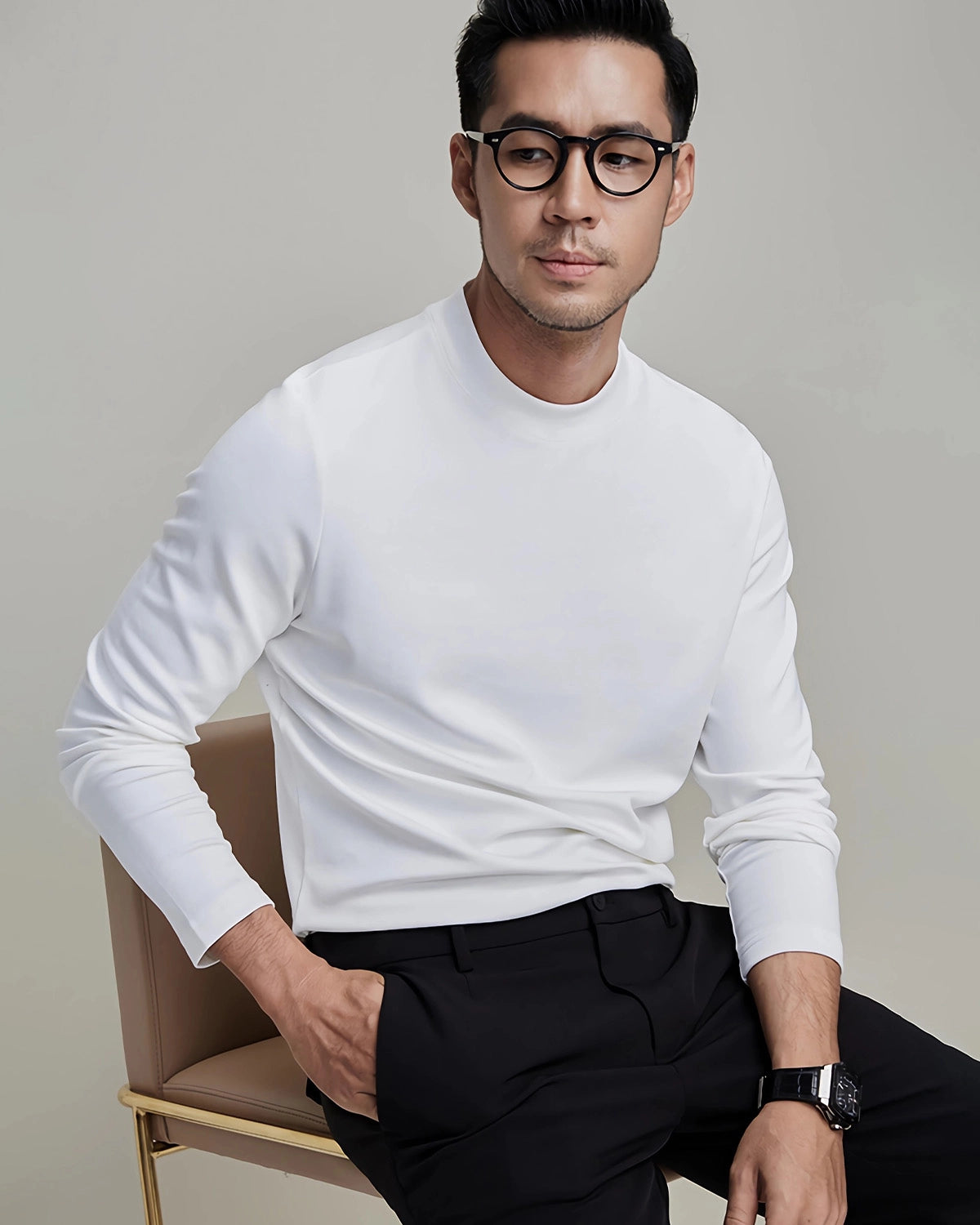 Men's Long Sleeve Silk Jersey