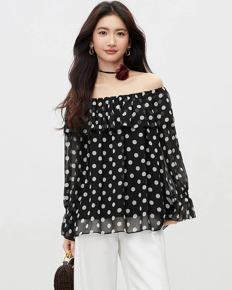 Off the Shoulder Silk Georgette Blouse
