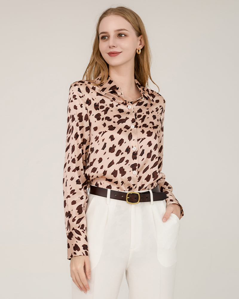 Leopard Print Silk Shirt For Women