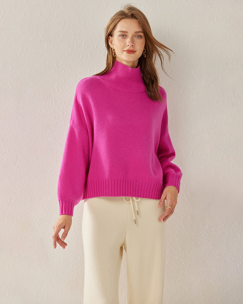 Luxe Oversized Cashmere Turtleneck Sweater