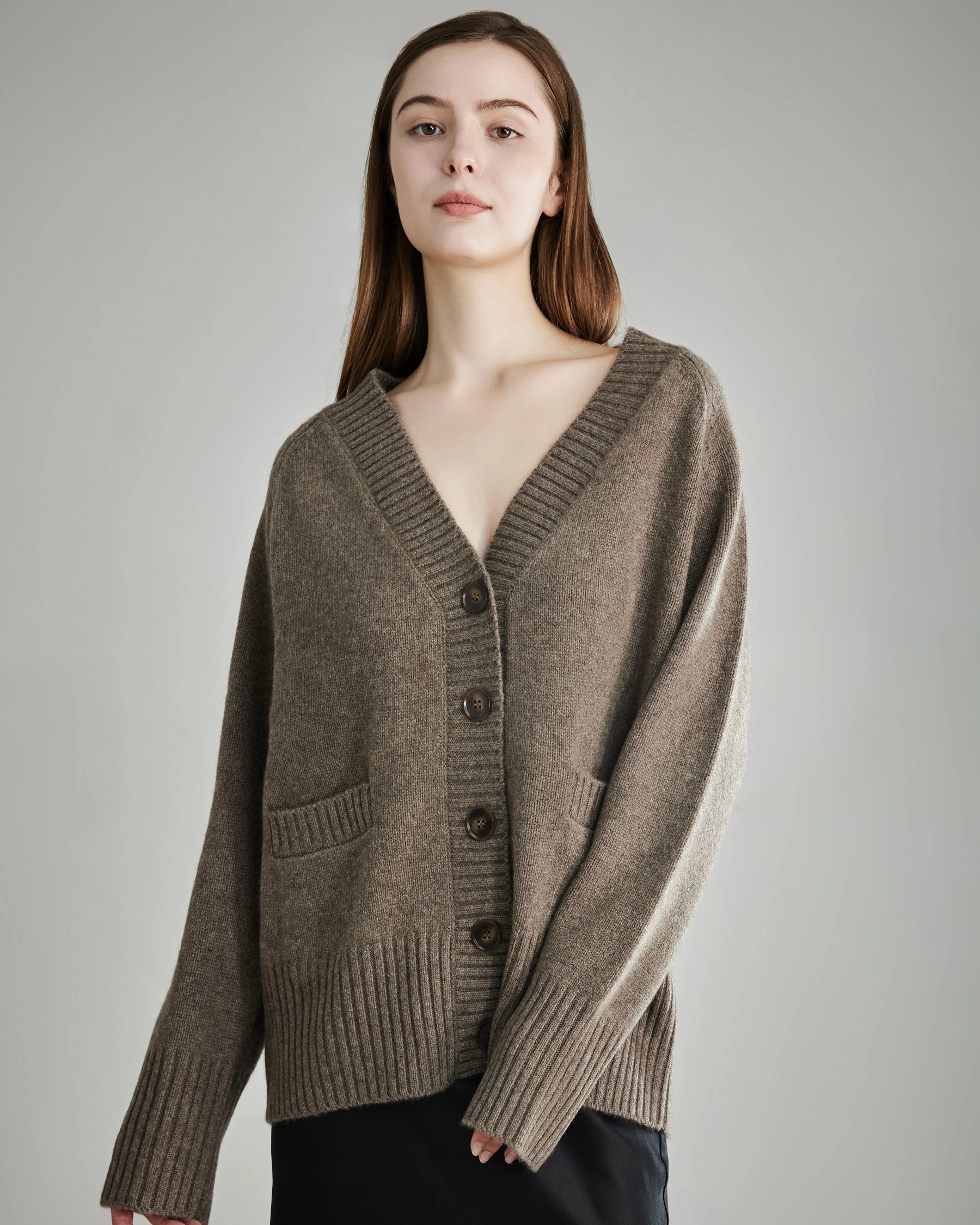 Relaxed V-Neck Cashmere Cardigan