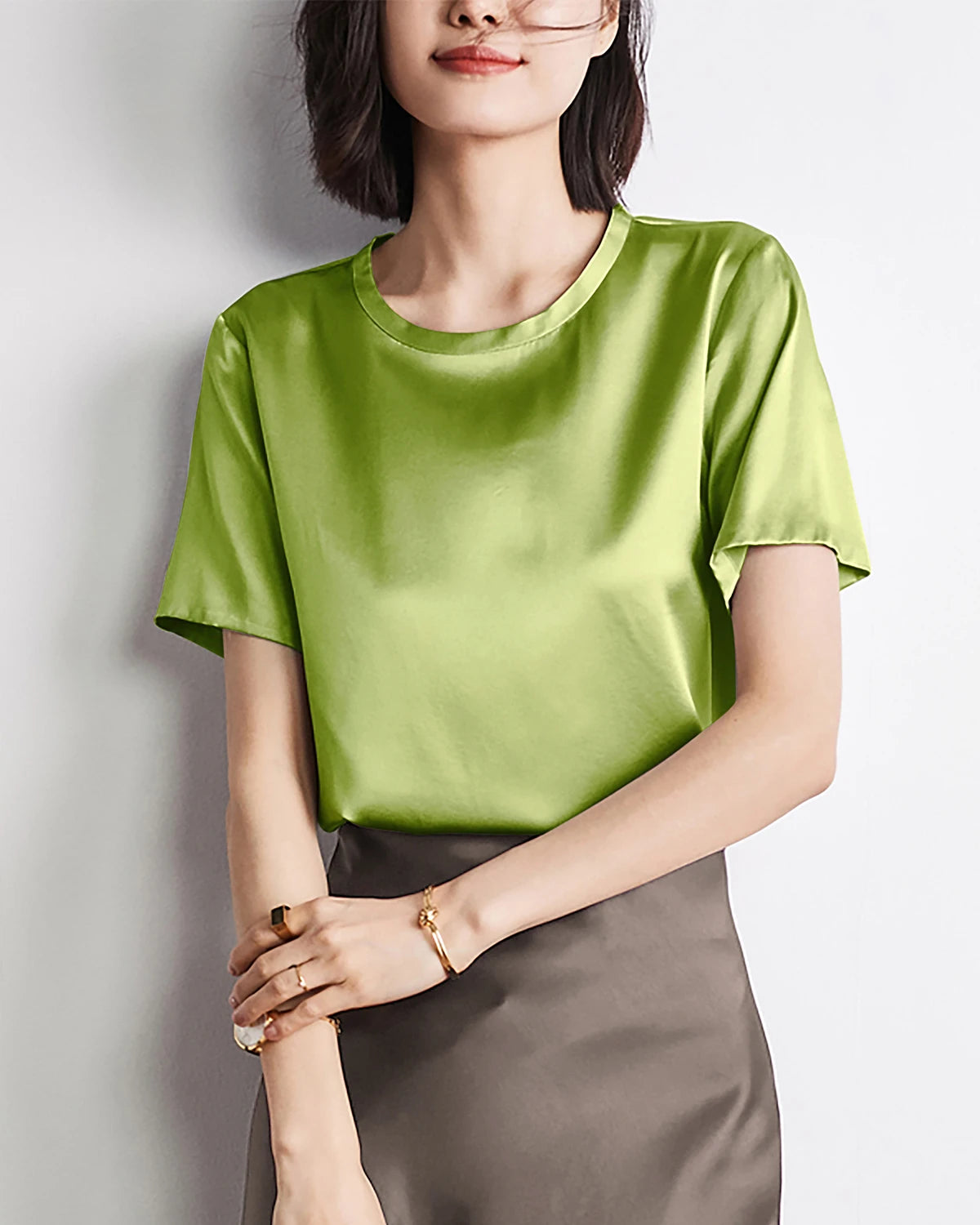 Women's Short Sleeve Silk Blouse