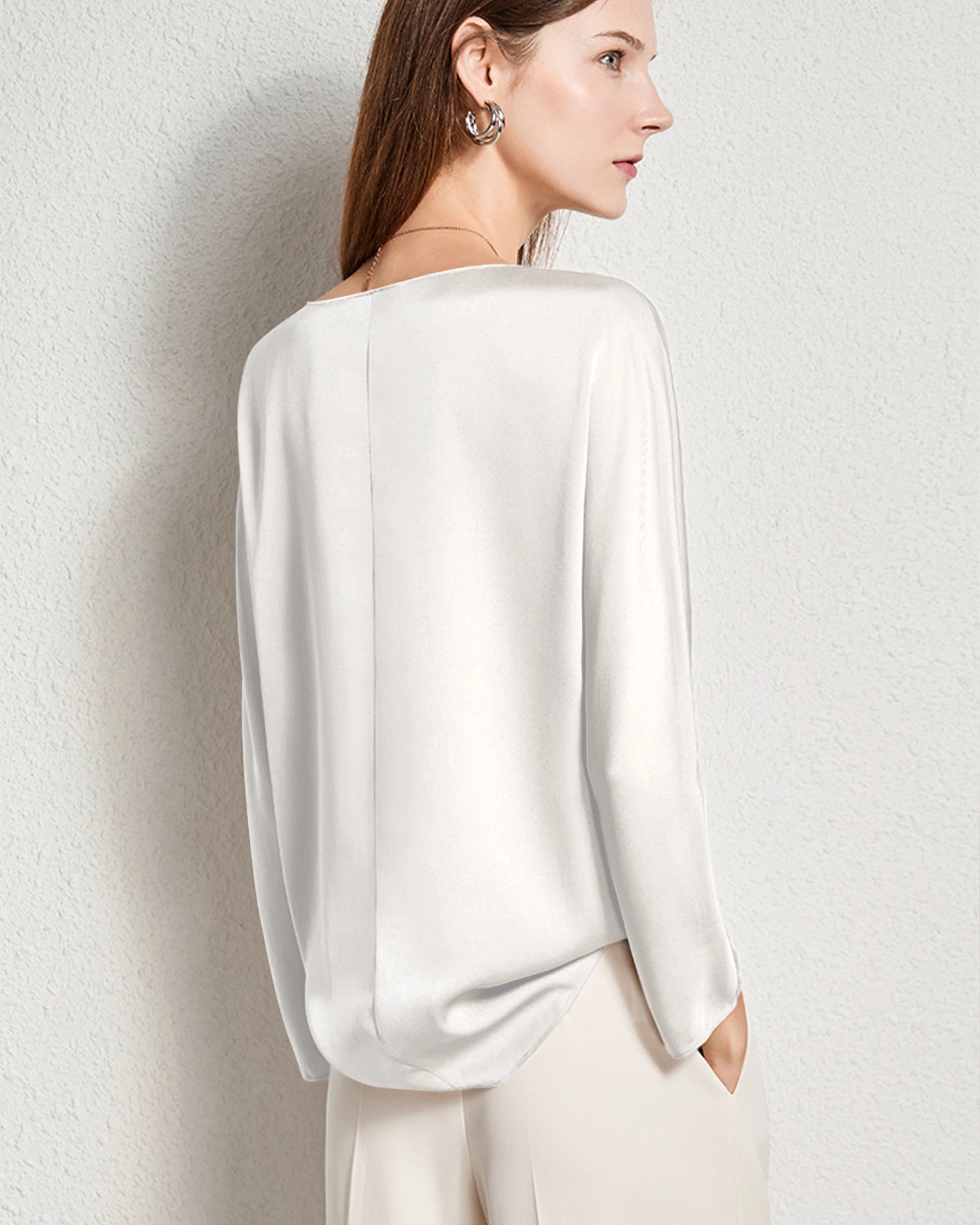 Women's Basic Round Neck Silk Blouse