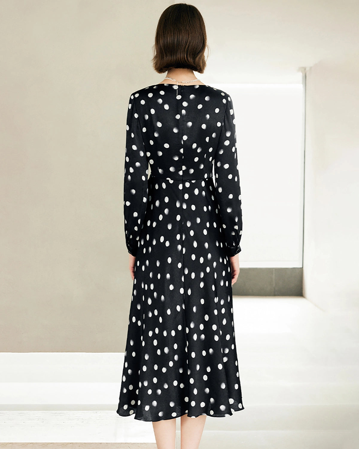 Polka Dot Belted Silk Dress