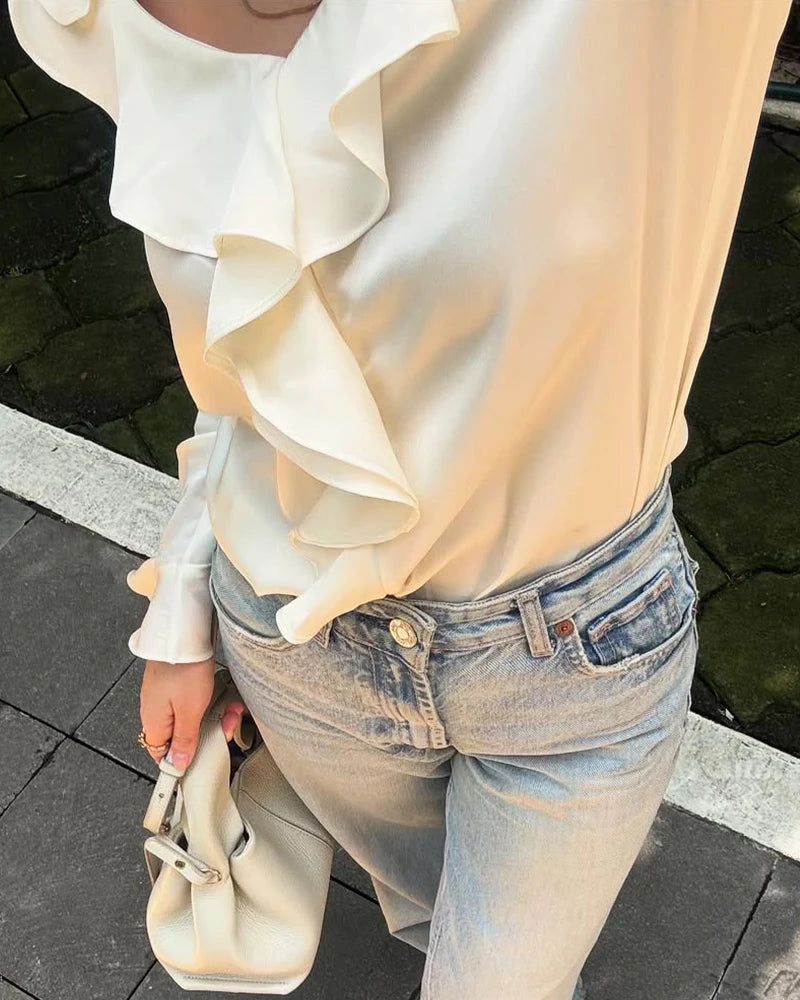 Women's Silk Ruffle Blouse