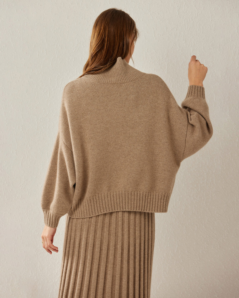 Luxe Oversized Cashmere Turtleneck Sweater