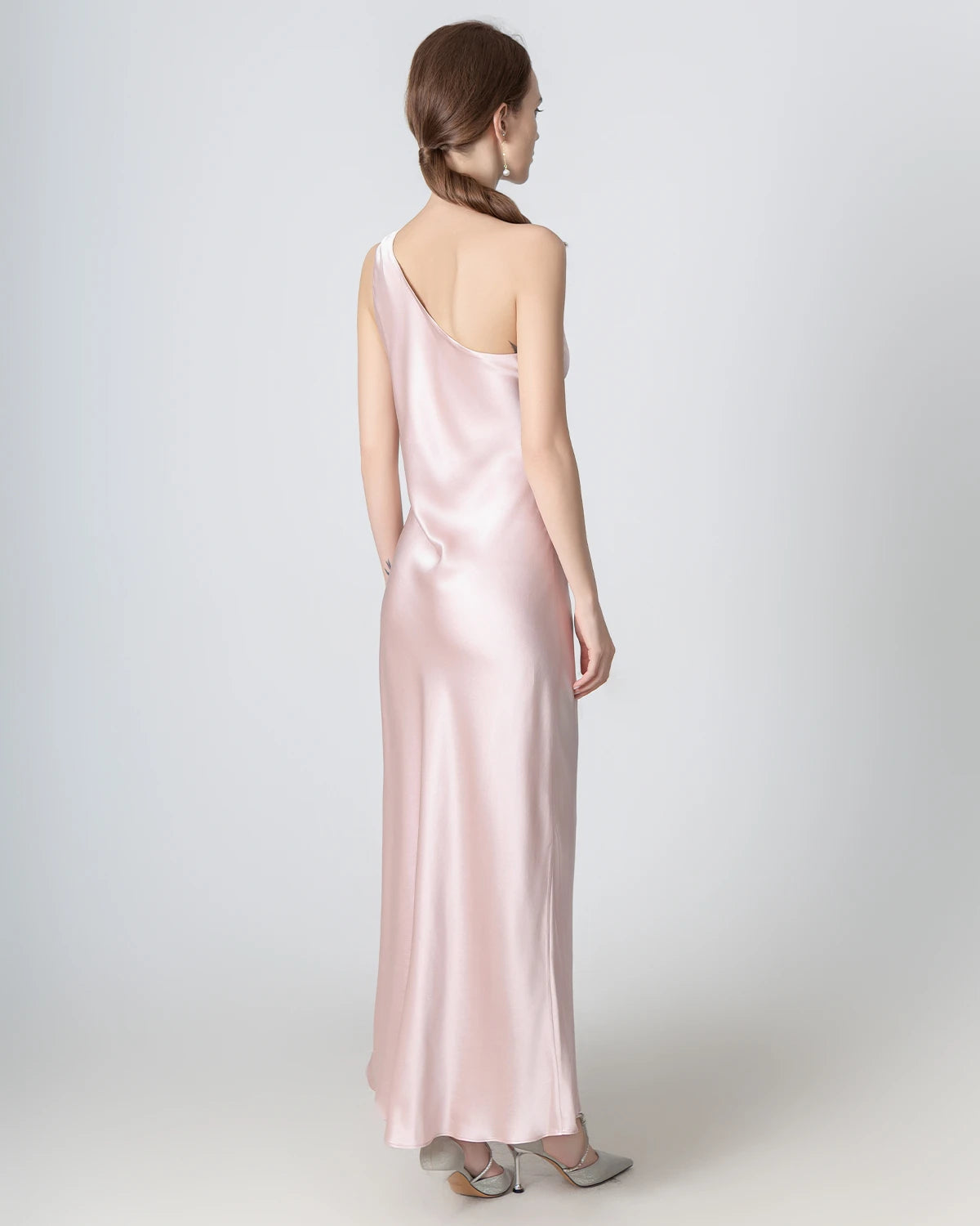 One Shoulder Maxi Silk Dress