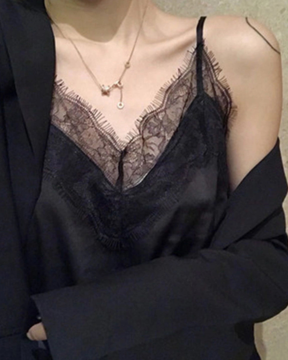 V-Neck Lace Silk Camisole