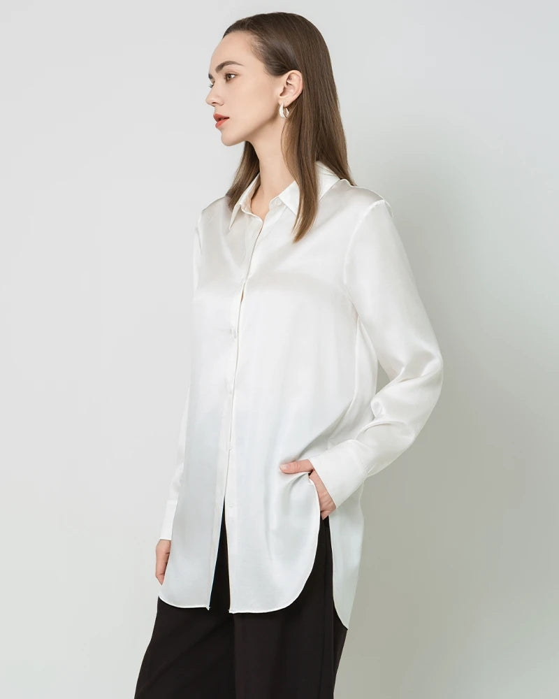 Oversized Button Up Silk Shirt