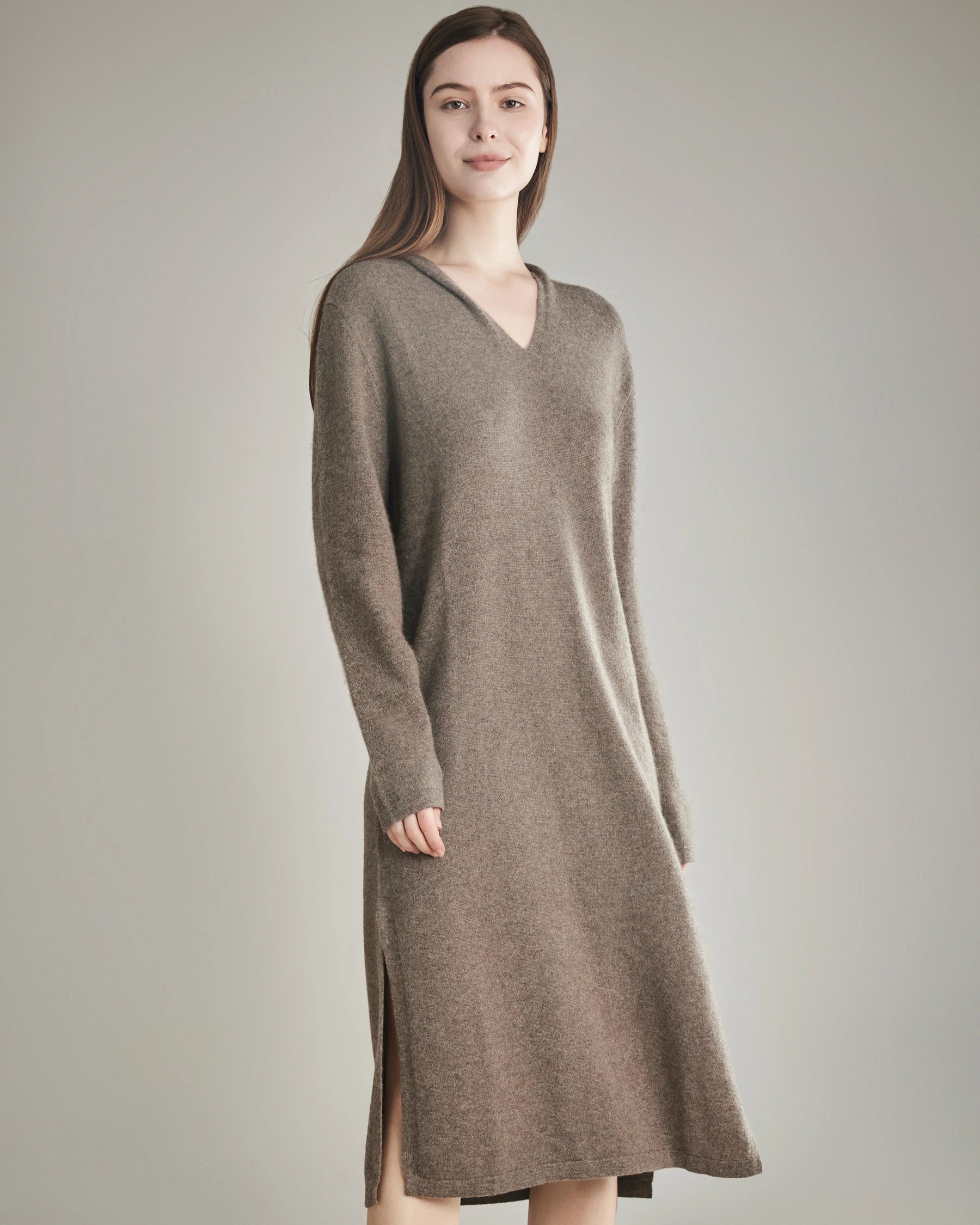 Hooded Knit Cashmere Dress