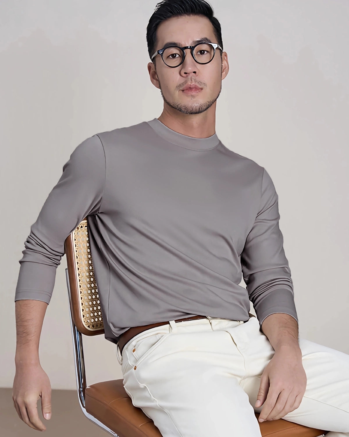 Men's Long Sleeve Silk Jersey