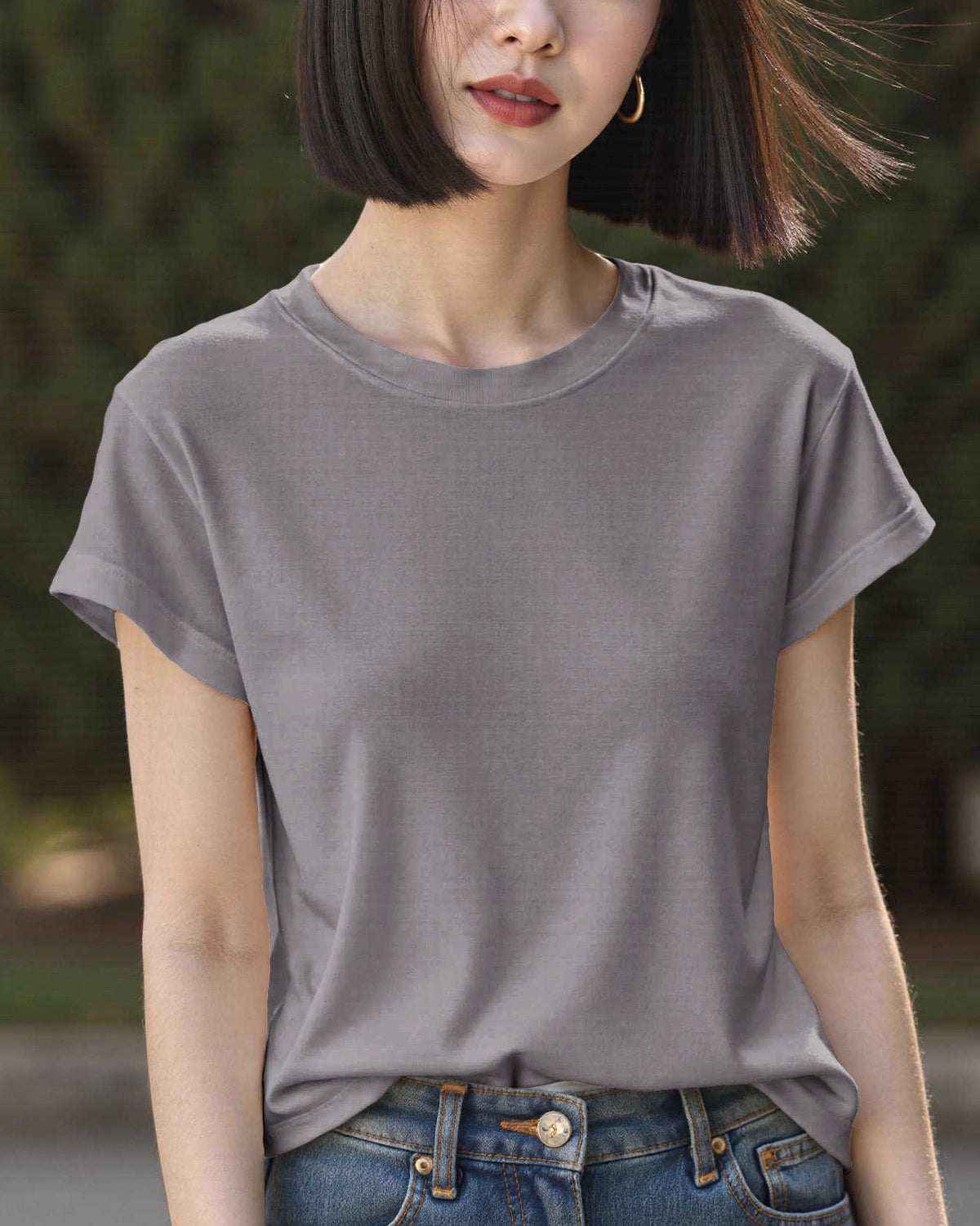 Women's Silk Jersey Crew Neck Tee